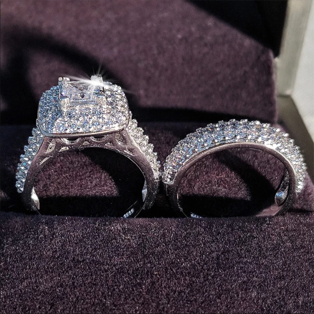 New Women’s 925 Silver Set Diamond Engagement Ring - Picture 4 of 6